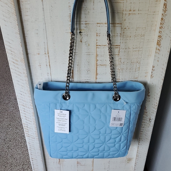 Kate Spade Montauk Blue Flower Quilted Medium Tote NWT - Picture 3 of 4